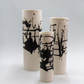 Vase Cylindre Noir et Blanc