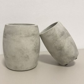 Lot vases ciment brut